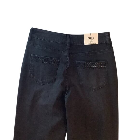 NWT OAT NEW YORK Beaded High Rise Relaxed Straight Black Jeans Size 0/25 - Picture 5 of 11